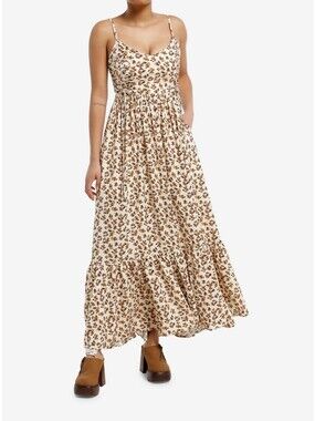 NWT Thorn & Fable Mushroom Floral Cream Maxi Dress